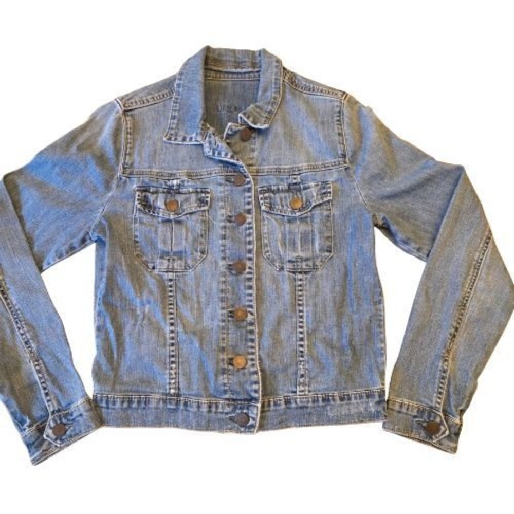Kut Small Medium Wash Blue Denim Jean Jacket Button Front Long Sleeve‎ Layering